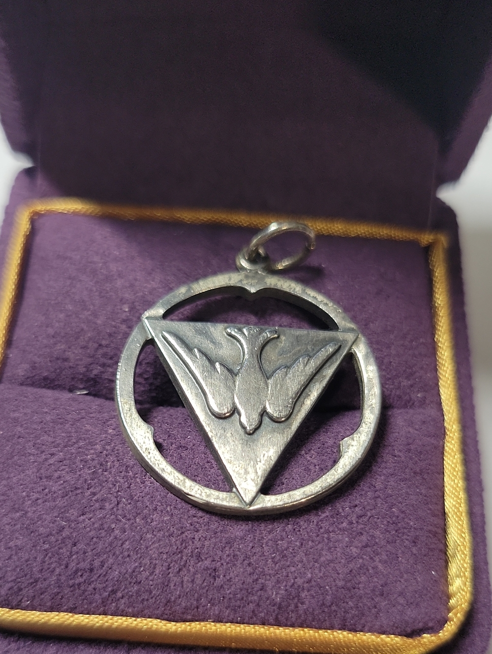 Vintage Silver Filled Dove Triangle Pendant